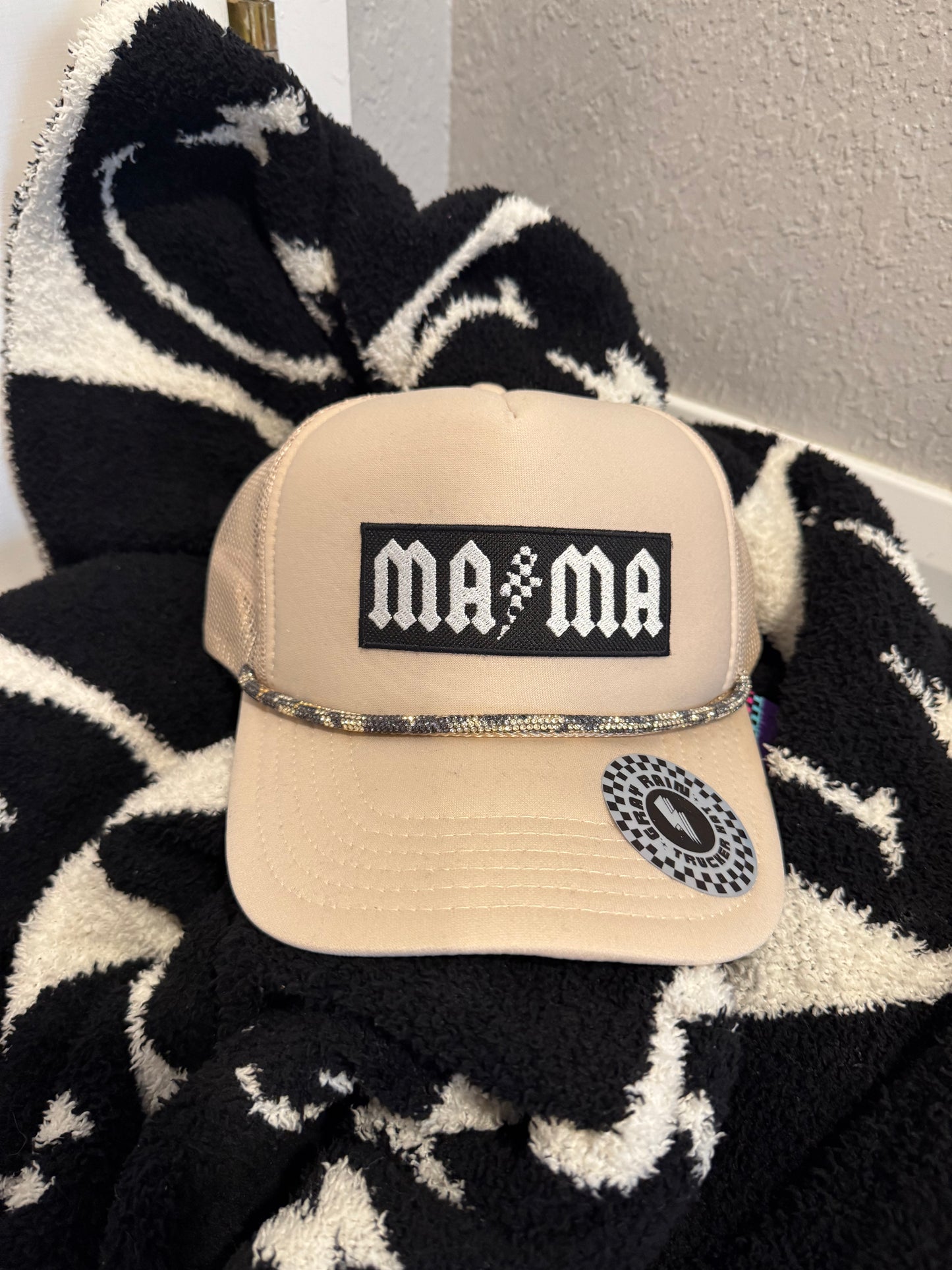 Mama Check Tan Trucker Hat