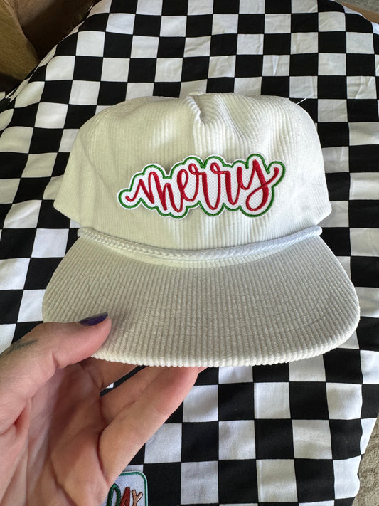 Merry White Corduroy Hat